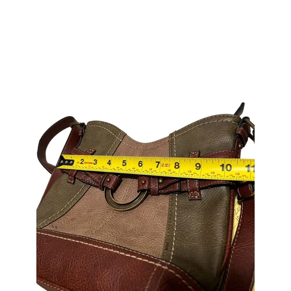 B.O.C Womens Two-Tone Faux Leather Crossbody Bag Purse With Adjustable Strap - Picture 10 of 13